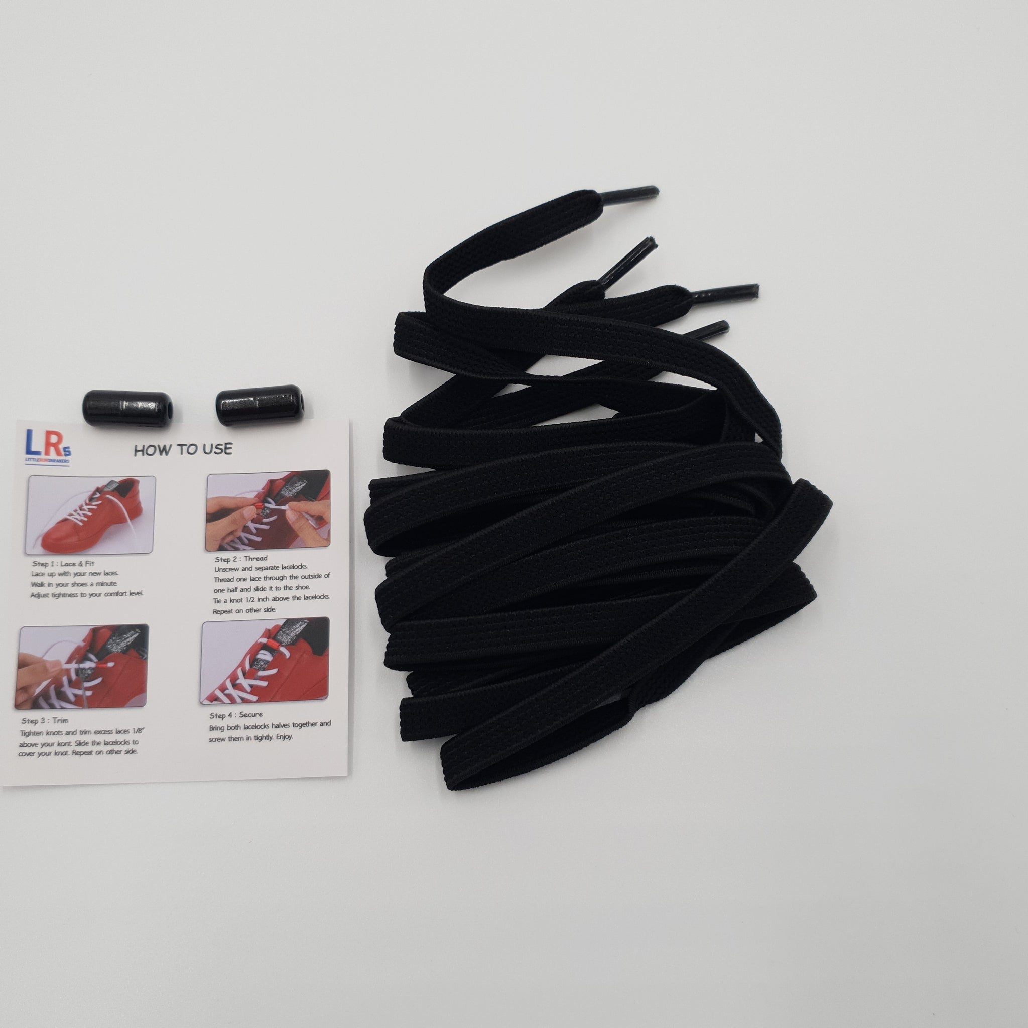 Lacets élastiques plats noirs